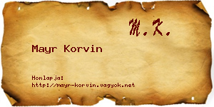 Mayr Korvin névjegykártya
